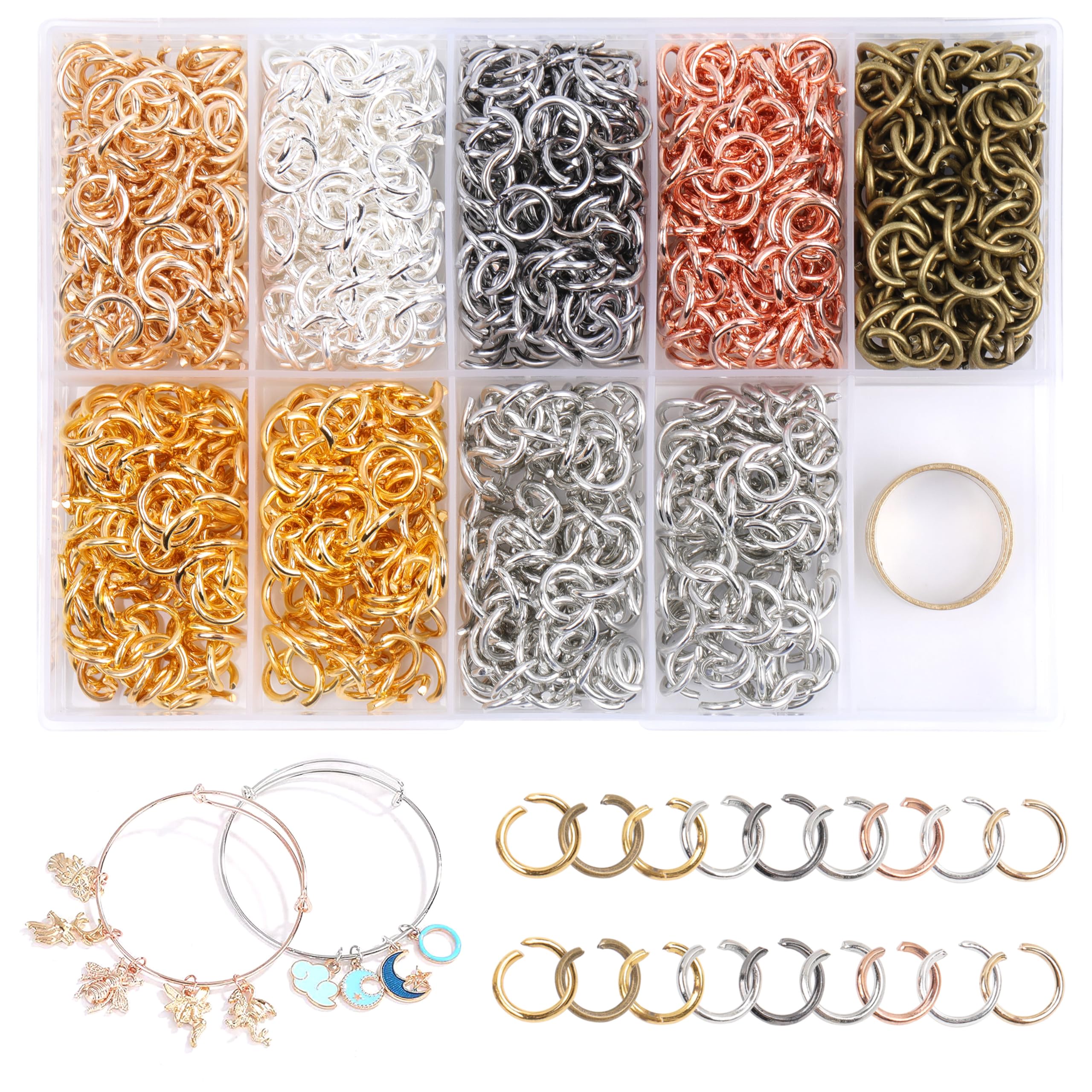 Photo 1 of Gmma 8 mm Jump Rings for Jewelry Making 7 Colors 1200 Pcs Stainless Steel Jump Rings with Open/Close Tools for Necklace Bracelet Repair Keychains Jewelry Making Supplies(8mm/0.31")