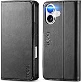 TUCCH Case Wallet for iPhone 16, [3 Card Slots] Kickstand PU Leather [RFID Blocking] Flip Folio Cover with [TPU Shockproof Interior Shell] 6.1" 2024, Classic Black