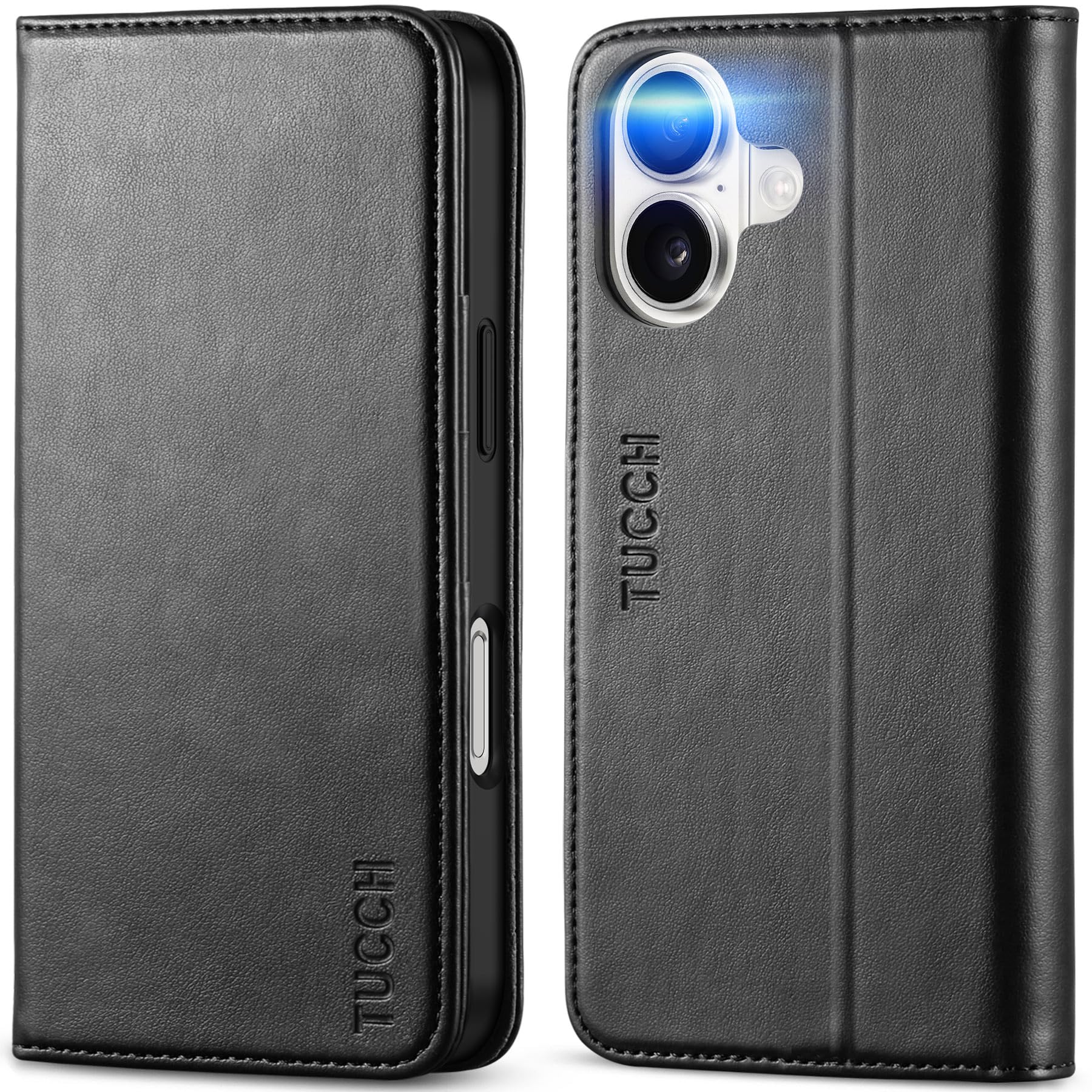 Photo 1 of TUCCH Case Wallet for iPhone 16, [3 Card Slots] Kickstand PU Leather [RFID Blocking] Flip Folio Cover with [TPU Shockproof Interior Shell] 6.1" 2024, Classic Black
