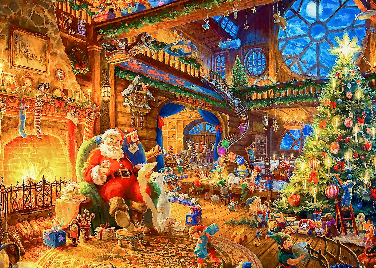 Photo 1 of ** FACTORY SEALED** 1000 Piece Puzzle for Adults Christmas Cabin Christmas Puzzle, Santa Claus Christmas Puzzles 1000 Pieces, Santa's House 1000 Piece Puzzle for Adults Christmas, Christmas Vacation Jigsaw Puzzles