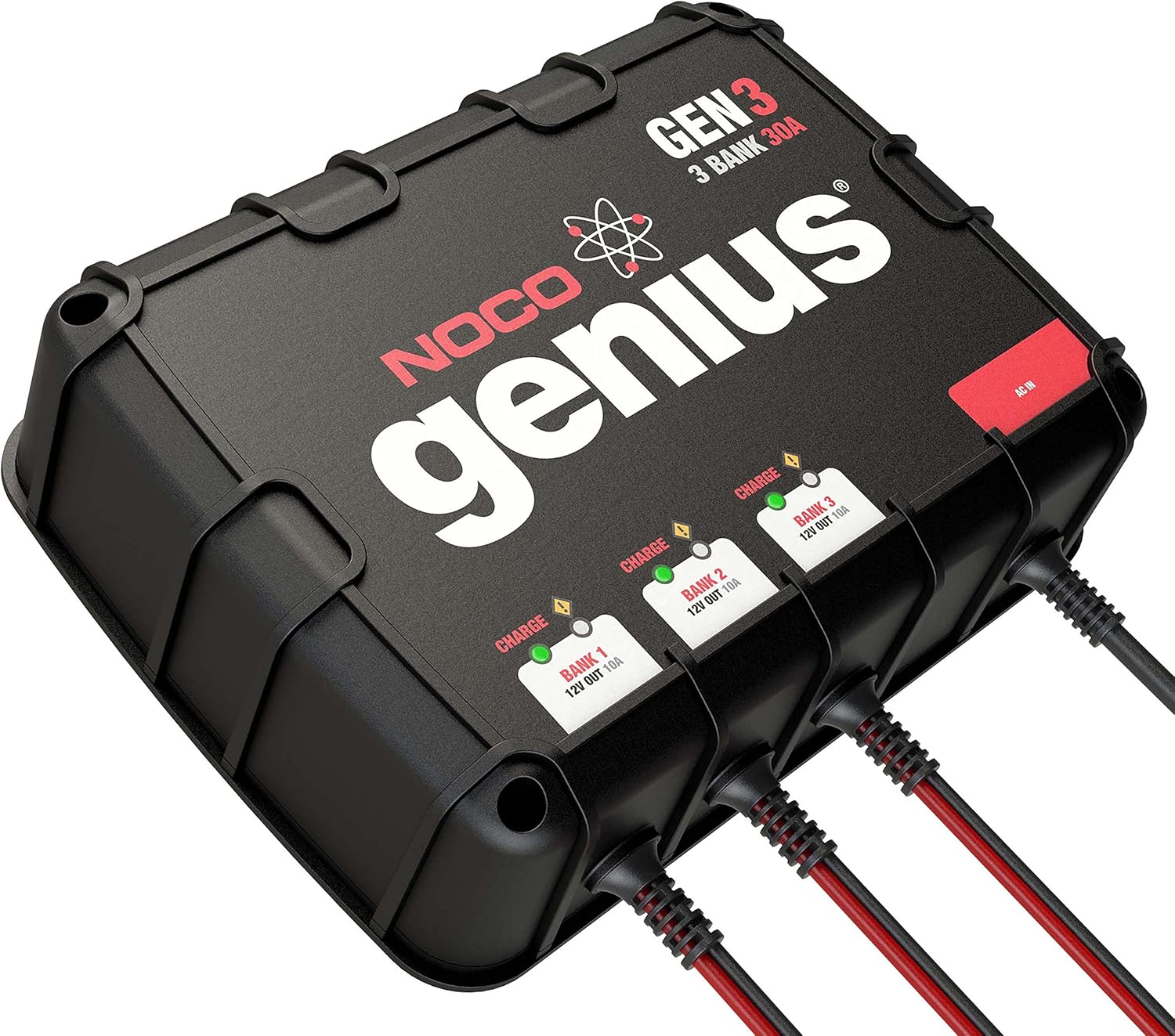 NOCO Genius GEN3, 3-Bank, 30-Amp (10-Amp Per Bank) Fully-Automatic Smart Marine Charger, 12V Onboard Battery Charger And Battery Maintainer: Automotive