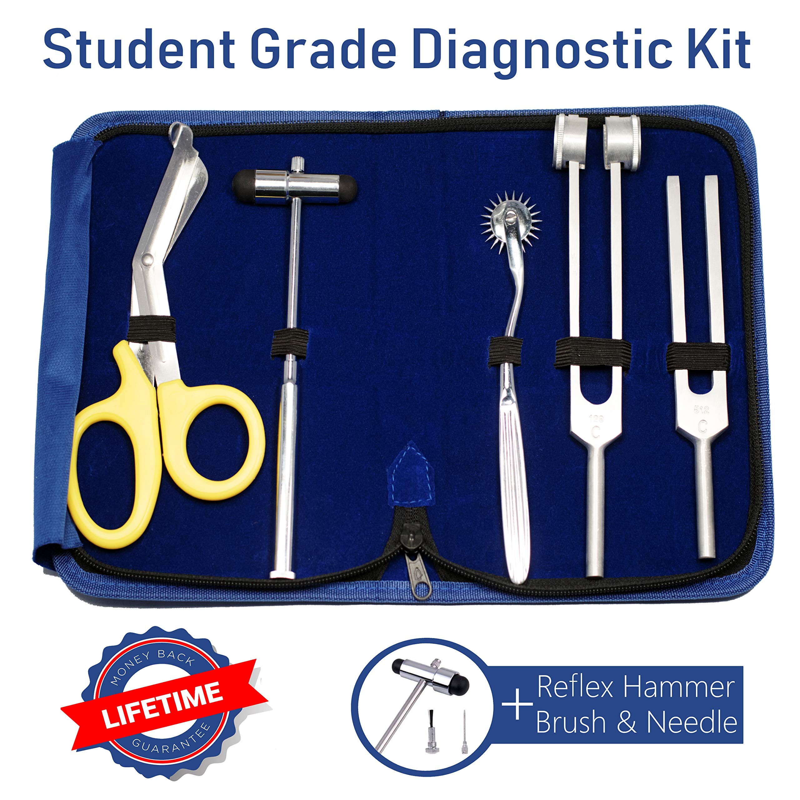 6 Piece Medical Student Diagnostic Kit Reflex Hammer and Tuning Fork