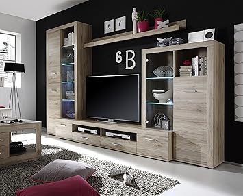 Wohnwand San Remo Eiche Hell