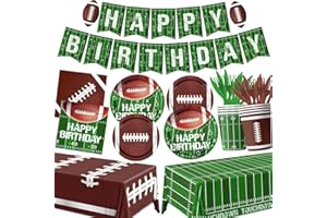 DYDAMUD Football Birthday Party Decorations Football Plates Napkins Tablecloth Banner Football Party Supplies Tableware Set for Football Game Day Tailgate Party Decorations, Serve 25