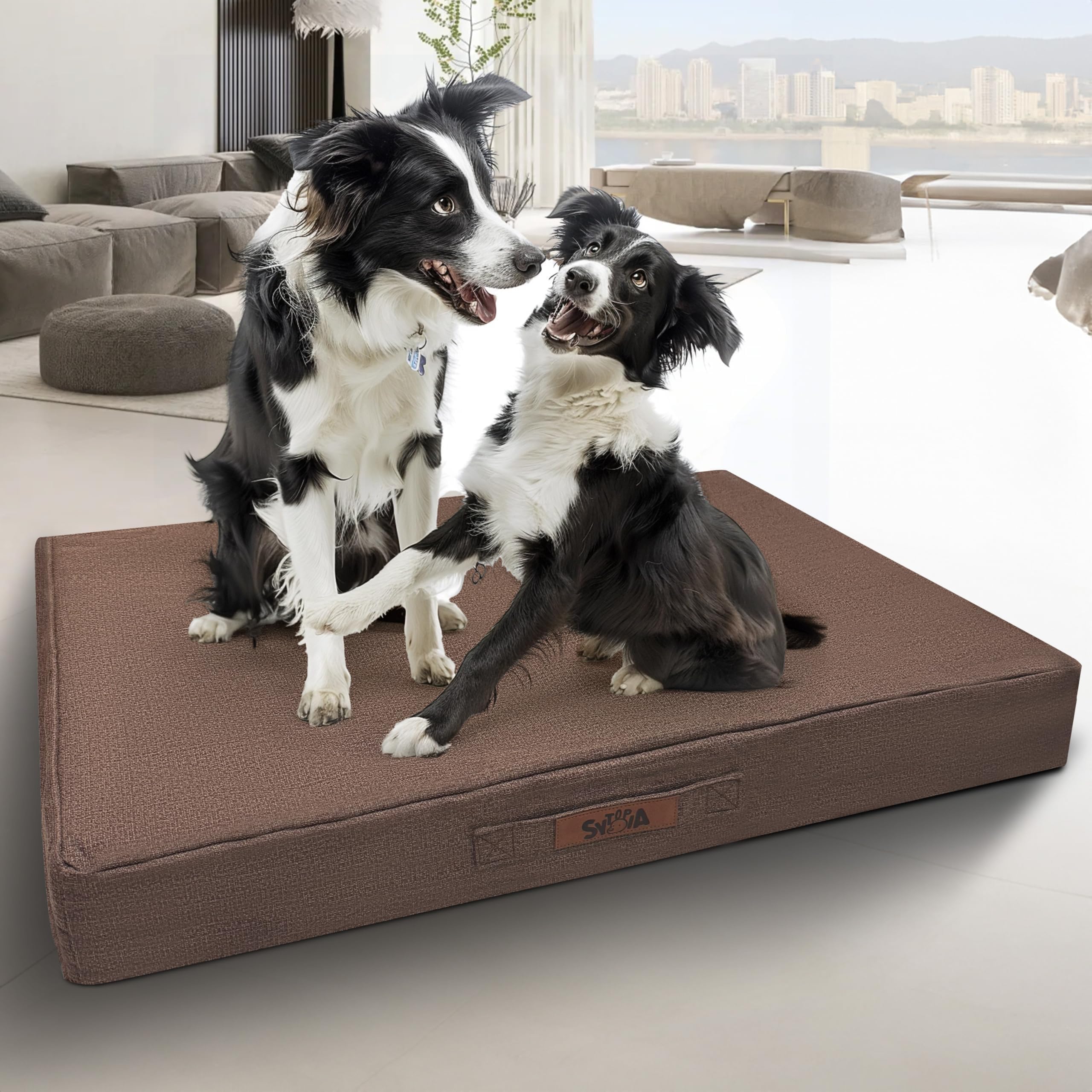 Photo 1 of Sytopia Indestructible Chew-Resistant Dog Bed – Large, Waterproof & Orthopedic Pet Bed for Outdoor Use, Supports Up to 60 lbs, Machine-Washable, Great for Crates – Caramel Brown