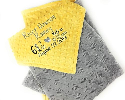 Amazon Com Personalized Baby Blanket With Birth Stats In Yellow