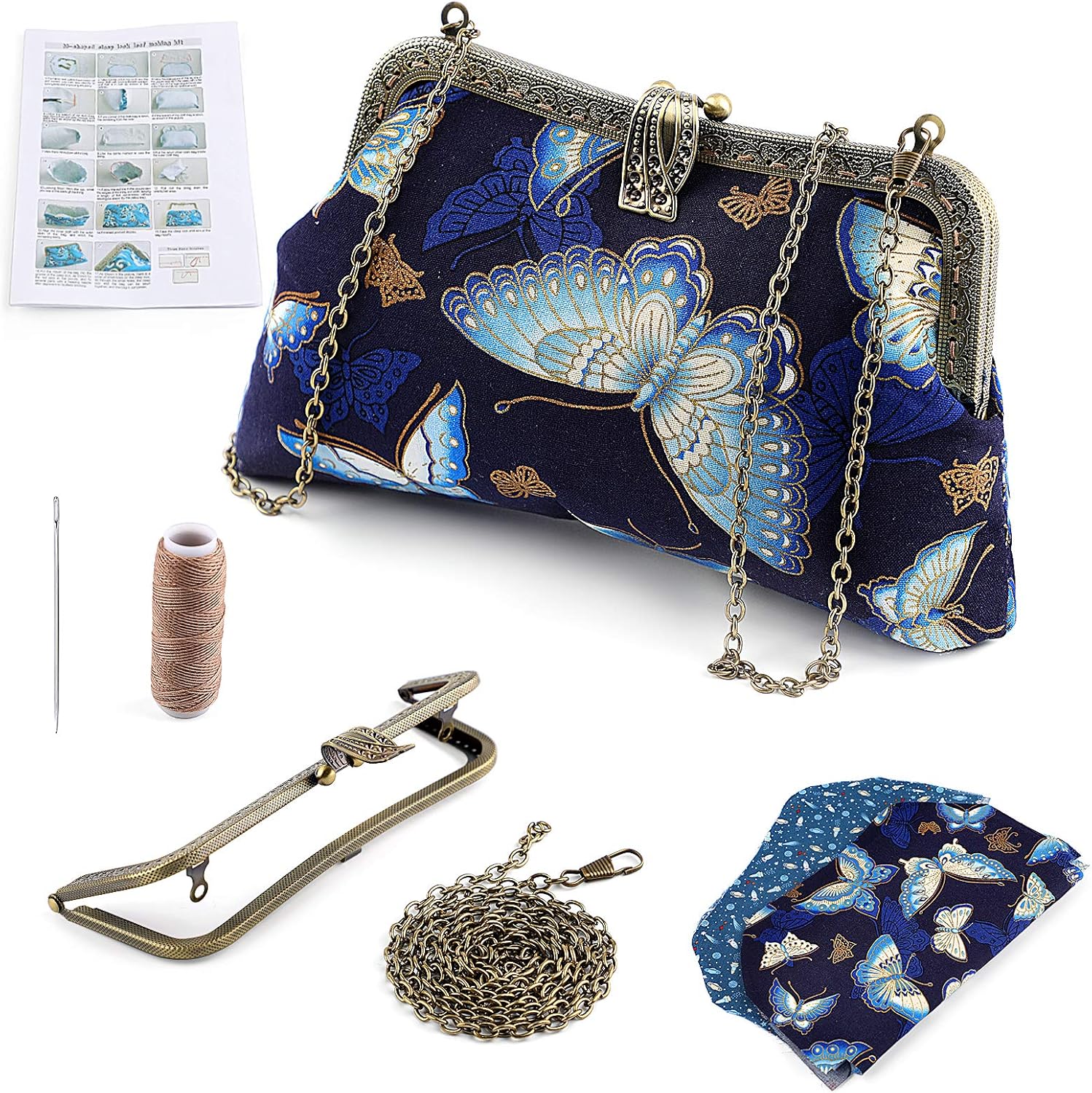 Purse Handbag Making Material Kit, with Frame Clasp, Bag Handmade DIY Craft, Mini Cosmetic Bag Woman and Girl