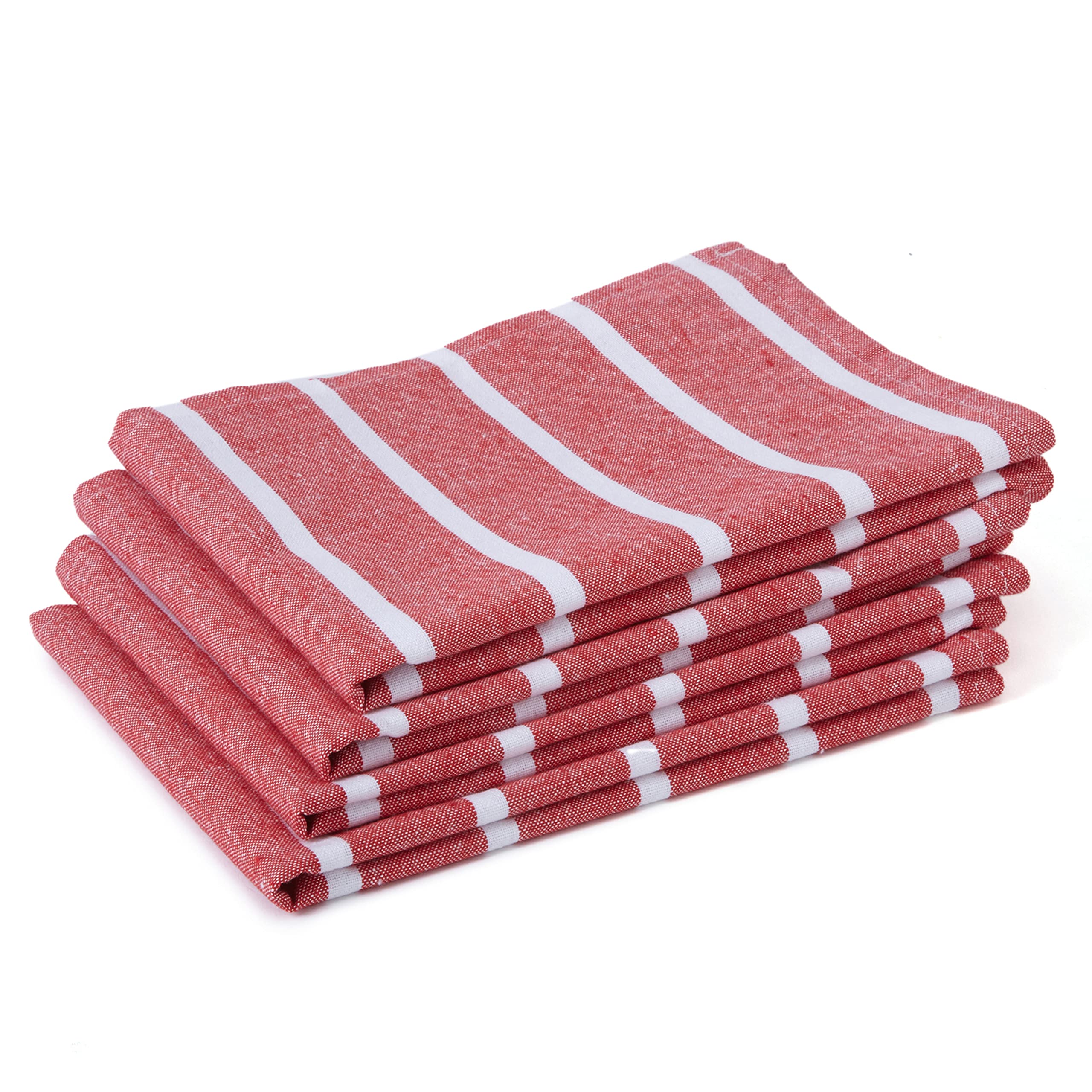 Encasa XO Kitchen Cloth for Cooking | Cotton Hand Towel for Quick Drying Dishes | 70x45 cm Tea Towels | Highly Absorbent for Cleaning of Plates & Glasses | Roma Red Stripes (Set of 4 Pieces) — image 1