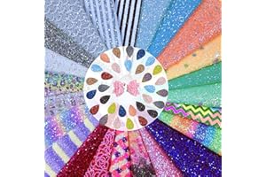 Shalun 15pcs A4 Random Chunky Glitter Faux Leather Sheets 8x12inch Sparkle DIY Craft Keychains Bows Jewelry Earring Making Kit PU Canvas Fabric for Kids Girls Cricut Starter
