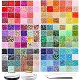 EuTengHao 3mm Glass Seed Beads for Bracelet Making Kit, 8/0 Small Craft Beads for Bracelet Necklaces Crafting Jewelry Making Supplies (36000Pcs,144 Colors)