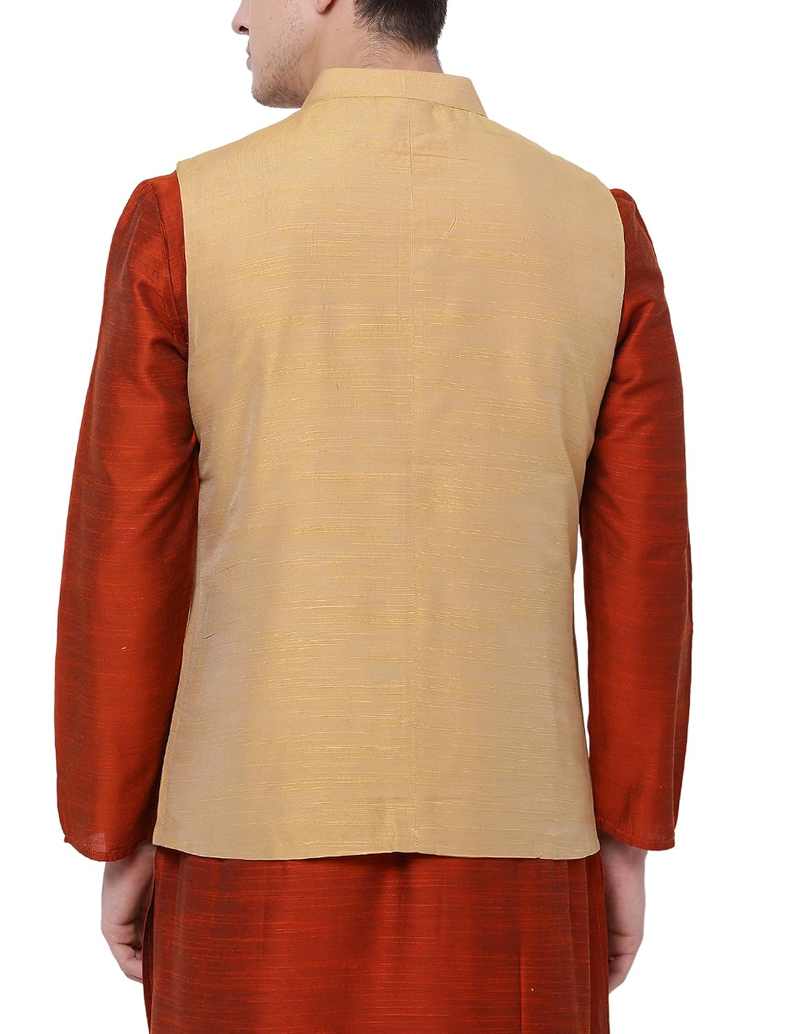 svanik gold rayon blend solid waistcoat