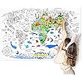 Jar Melo Giant Coloring Poster for Kids; World Map Jumbo Wall Coloring Poster, 45.3 x 31.5 Inches, Large Tablecloth Birthday Gifts for Class School Home Decorations