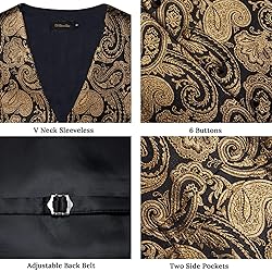 DiBanGu Mens Vest and Tie Set Formal Paisley