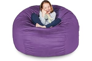 Lumaland Luxurious 3ft Medium Bean Bag Chair with Microsuede Cover - Ultra Soft, Foam Filling, Washable Bean Bag Sofa for Adults, Teenagers, Kids, Pets - Sack Chair for Living Room, Bedroom - Purple