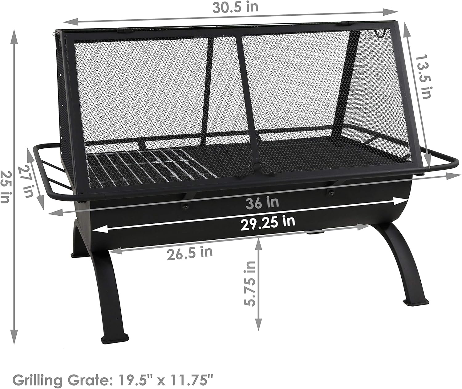 Sunnydaze Northland Outdoor Fire Pit - 36 Inch Large Wood Burning Patio & Backyard Firepit for Outside with Cooking BBQ Grill Grate, Spark Screen, Fireplace Poker, and Waterproof Cover : Garden & Outdoor