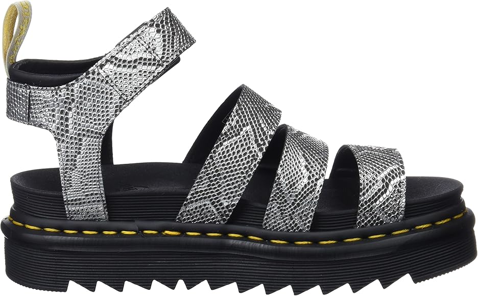 dr martens blaire strappy flat sandals in silver