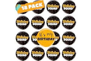 CORRURE 18pcs Birthday Button Pins 2.35" - Unisex Design for Adults, Kids, Men or Women - Party Crew Favors Supplies for the 