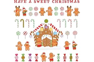 W1cwey Christmas Candy Gingerbread Decor - 89pcs Christmas Winter Colorful Candies Gingerbread Bulletin Board Set Candy Lollipop Peppermint Cutout Glue Points Classroom Party Candy Land Wall Decor