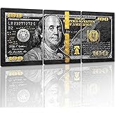 Yatsen Bridge 100 Dollars Bill Wall Art Canvas Print Office Vintage Home Decor Obsidian Franks Motivational Wall Canvas Money Art Framed Ready to Hang- 12x16in x 3Panel
