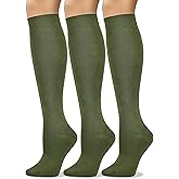 COTTON DAY Women's Soft Combed Cotton Knee High Long Calf Dress Socks Seamless Toe Black White Gray Navy Blue Brown