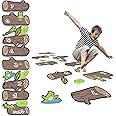 Classroom Decor Sensory Path Decals for Floor & Wall - Frog Hopping Game on Wooden Logs Hopscotch Floor Stickers for Boosting Gross Motor Skills
