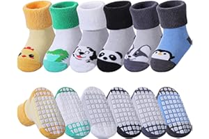 NOCIN COLOR Baby Grips Non-Slip Thermal Socks for Kids, Toddler Girls Boys - Cozy Thick Cotton Winter Warm Socks