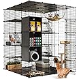 YITAHOME Cat Cage Indoor Large with Storage Cube DIY Outdoor Catio Cats Enclosures Metal Cat Playpen with Hammock Platforms for 1-4 Cats 5 Tiers Cat Kennel