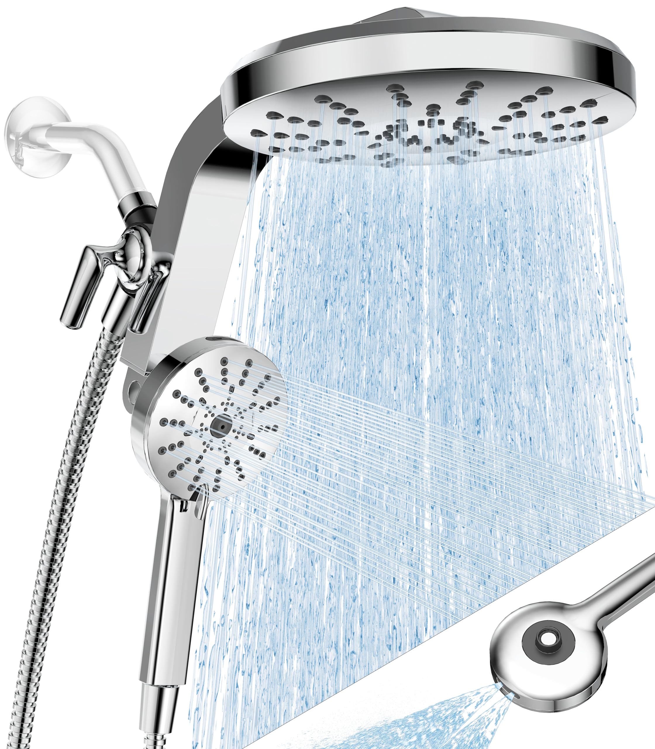 Photo 1 of High Pressure Rain Showerhead Combo, 2026 Magnetic Shower Head Set with Detachable 8-Mode Handheld Shower Spray, Adjustable Angle Dual Showerhead System with Built-in Magnetic Docking and Power Jets