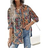 HOTOUCH Women Oversized Button Down Shirts Office Drop Shoulder Blouse Long Sleeve Boyfriend Dress Shirt with Pockets