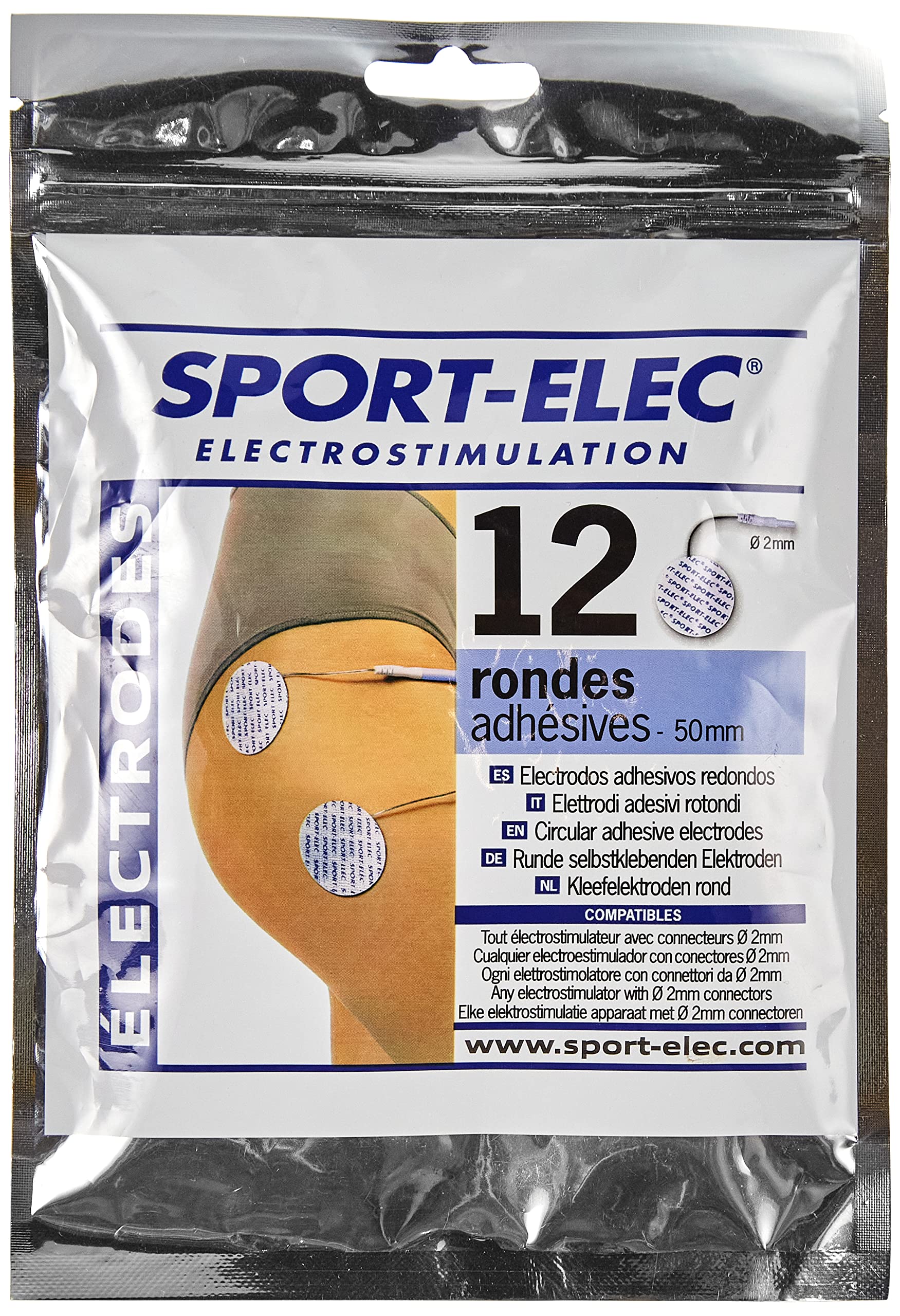 Sport-Elec Circular Replacement Pads (Pack of 12) - Black/White