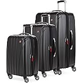 SwissGear 7585 Hardside Expandable Luggage with Spinner Wheels, Black, 3-Piece Set (19/23/27)