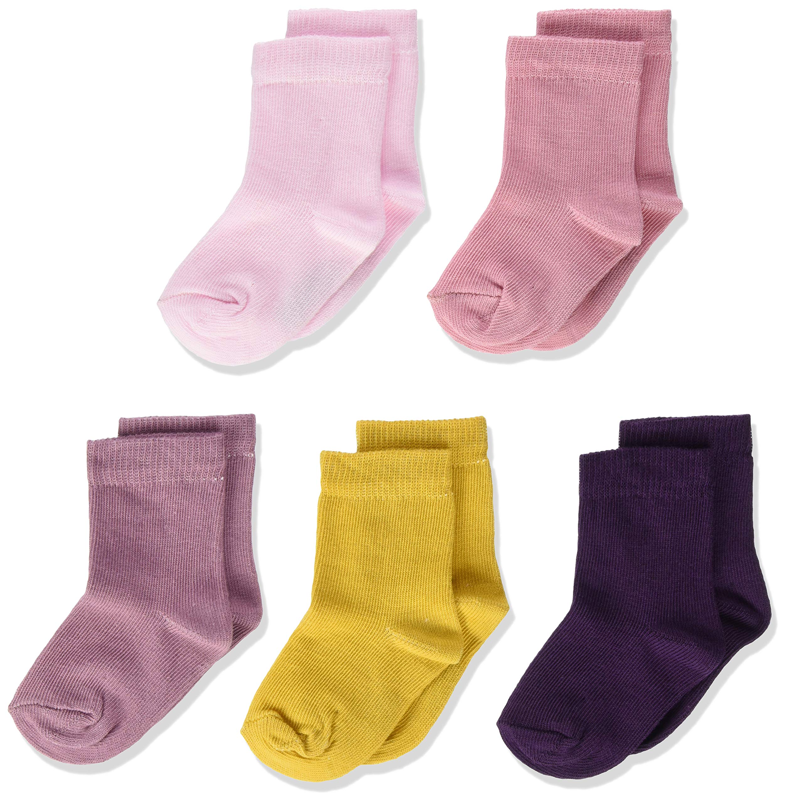 Minymo Baby Girls 5er Pack Socken in Verschieden Farben Calf Socks, Multicolour (Shadow Purple 664), 19-22 (Size: 19)