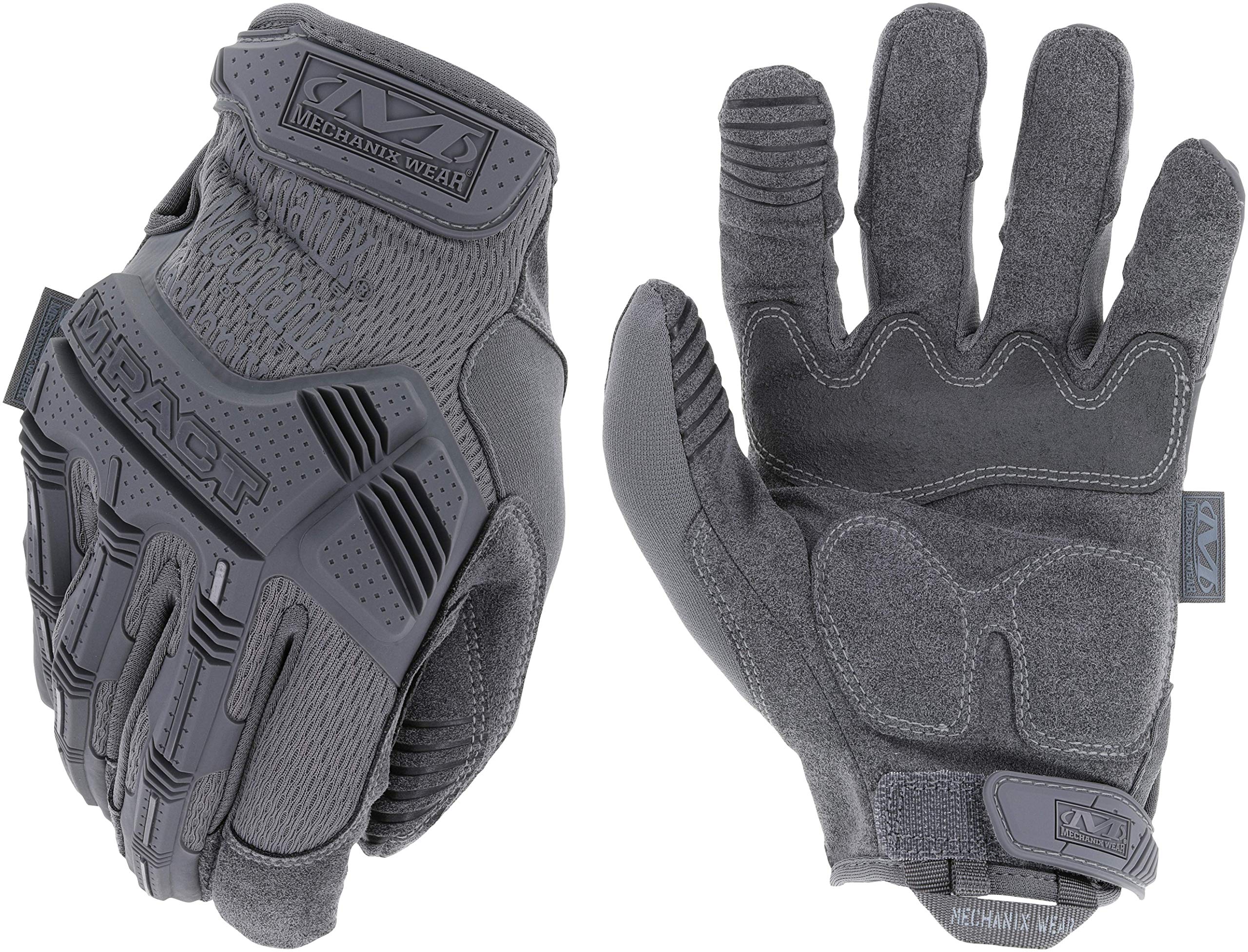 Mechanix Wear: Guantes tácticos M-Pact con ajuste seguro, guantes de seguridad con capacidad para pantalla táctil para hombres, guantes de trabajo con protección contra impactos y absorción de vibraciones (gris, extragrande)