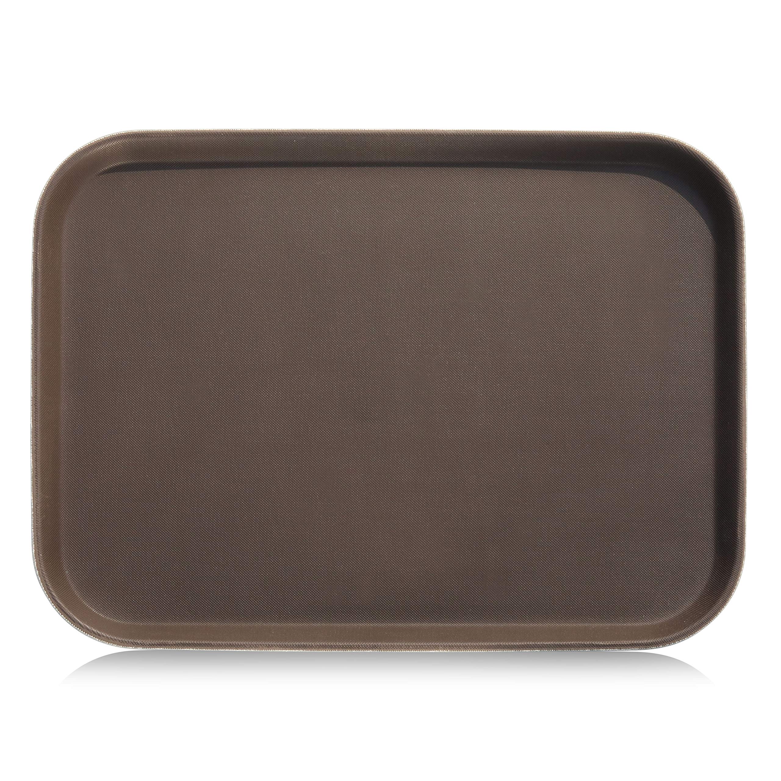 Photo 1 of ***SEE CLERK COMMENTS*** New Star Foodservice Restaurant Grade Non-Slip Tray, Plastic, Rubber Lined, Rectangular (Brown, 12-Inch x 16-Inch)