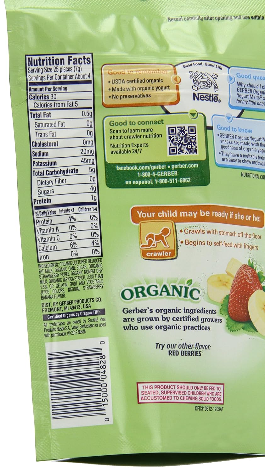 gerber organic yogurt melts banana strawberry