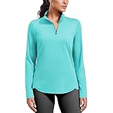 PINSPARK Workout Tops for Women Long Sleeve Athletic Shirt Quarter Zip Running Shirts Stretchy UPF 50+ Yoga Hiking Tee Top