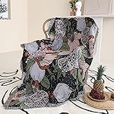 Shesyuki Boho Throw Blanket Reversible Cotton Bohemian Tapestry Hippie Room Decor Double Sided (Boho Flower Dark 50"x60")