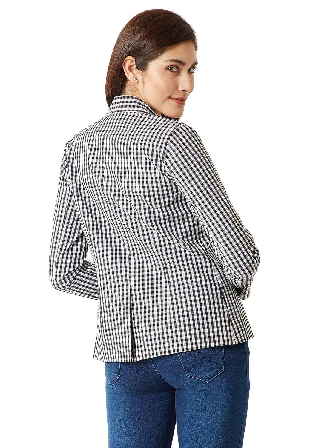miss chase women's black and white checkered blazer
