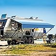 YESCAMP Manual RV Awning Complete Kit Retractable Camper Awning for RV or Trailers RV Roll Out Awning for Camper or 5th Wheel,Travel Trailers,Toy Haulers,Motohome(17Ft,Black Frame,Blue Fade)