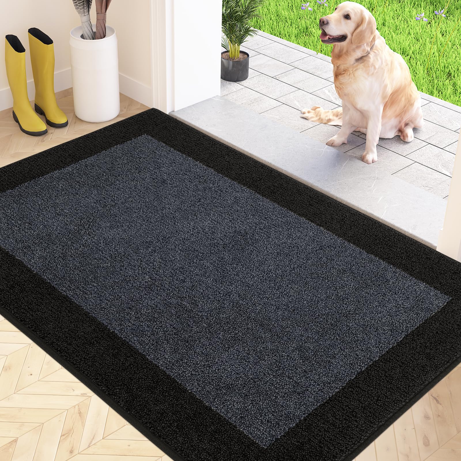 FCSDETAIL Dirt Trapper Indoor Door Mat 80 x 120 cm, Non-slip Entrance Rug, Machine Washable Dog Doormat, Inside Floor Mat for Entryway, Muddy Shoes & Paws