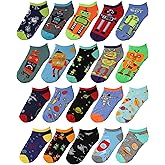Tipi Toe Boys’ 20 Pairs Colorful Pattern Ankle Socks – Lightweight, Breathable Low Cut Socks for School & Play