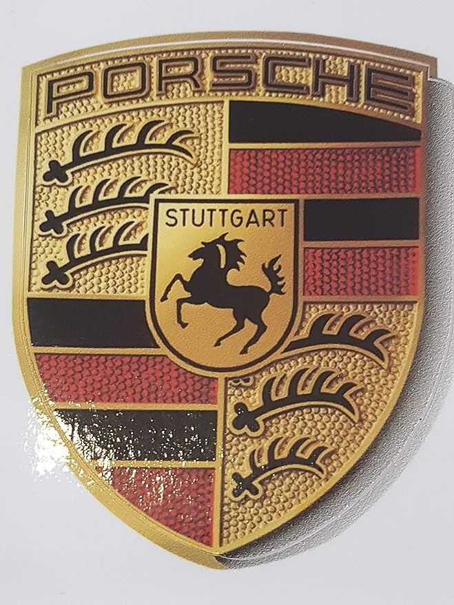 Original Porsche Emblem Crest Logo Sticker Adhesive Sign 6.5 x 5 cm