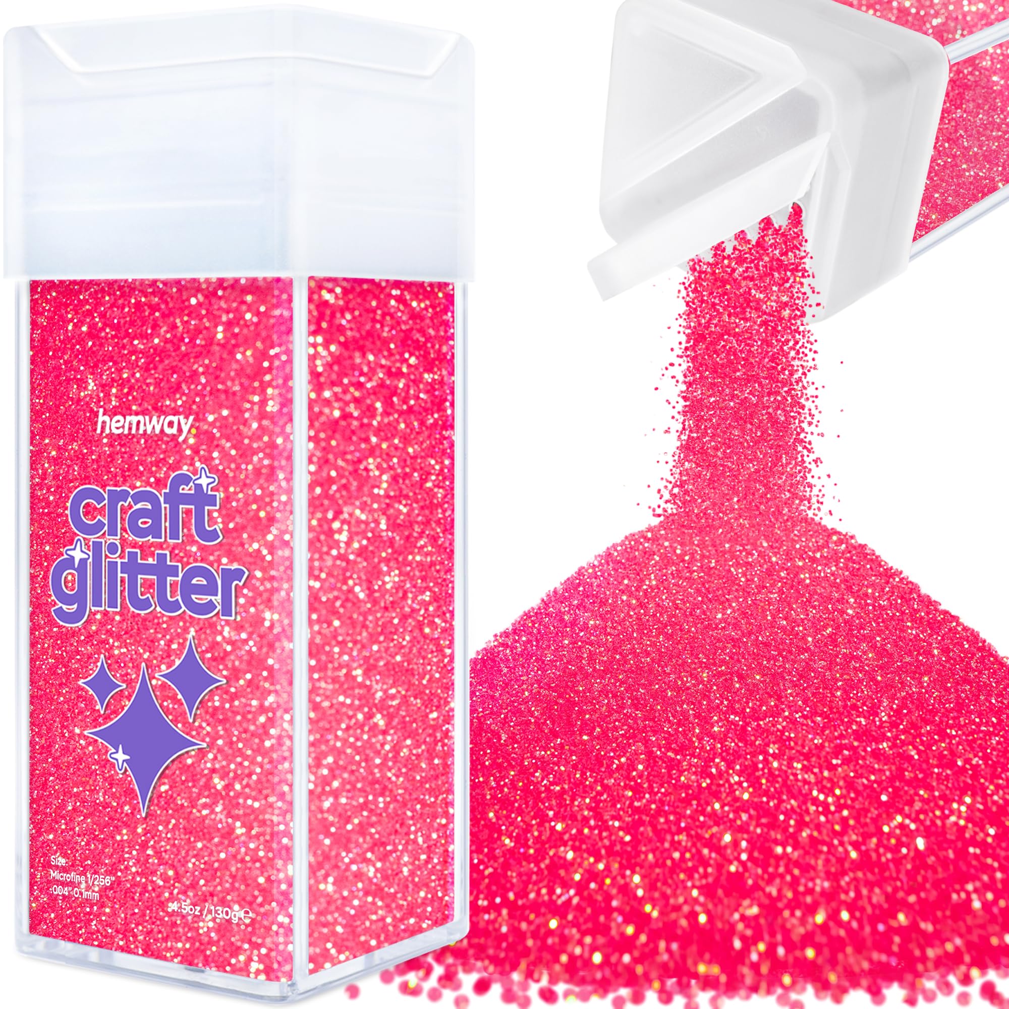 Hemway Glitter Shaker Fluorescent Pink 110g Microfine, Craft Glitter Shaker for Resin & Epoxy Crafts, Christmas Art Supplies, Nail, Body, Face, Eye, Festival, Crafting, Slime, Sparkle โ image 1