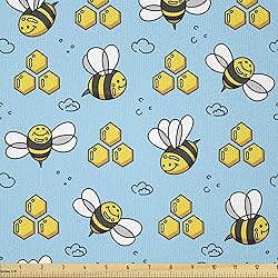 Ambesonne Honey Bee Fabric by The Yard, Cartoon