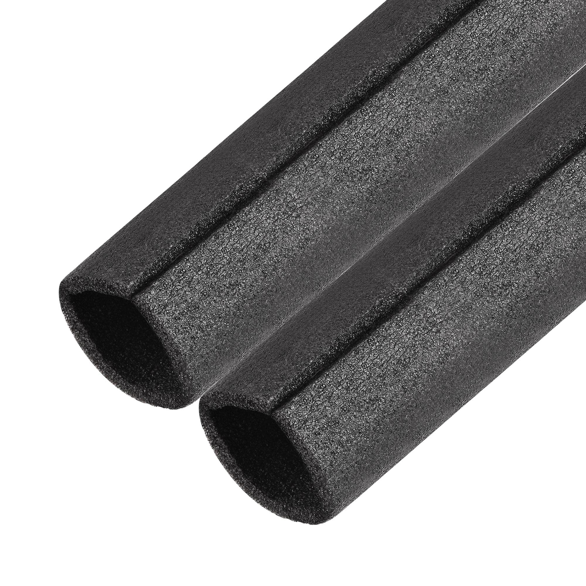 sourcing map Foam Tube 1.64 Ft Length 2.34in ID 3.12in OD Hollow Pipe Cover for Protecting Pipes and Heat Preservation Black 2 Pack