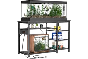 55-75 Gallon Fish Tank Stand: Heavy Duty Aquarium Stand with Power Outlets and Cabinet for Fish Tank Accessories Storage - Me