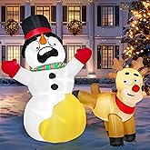 Joiedomi 6.6 FT Long Christmas Inflatable Decoration Reindeer Peeing on Snowman, Blow Up Christmas Inflatables Outdoor Decorations with Build-in LEDs for Xmas Party Outdoor Indoor Yard Garden Décor