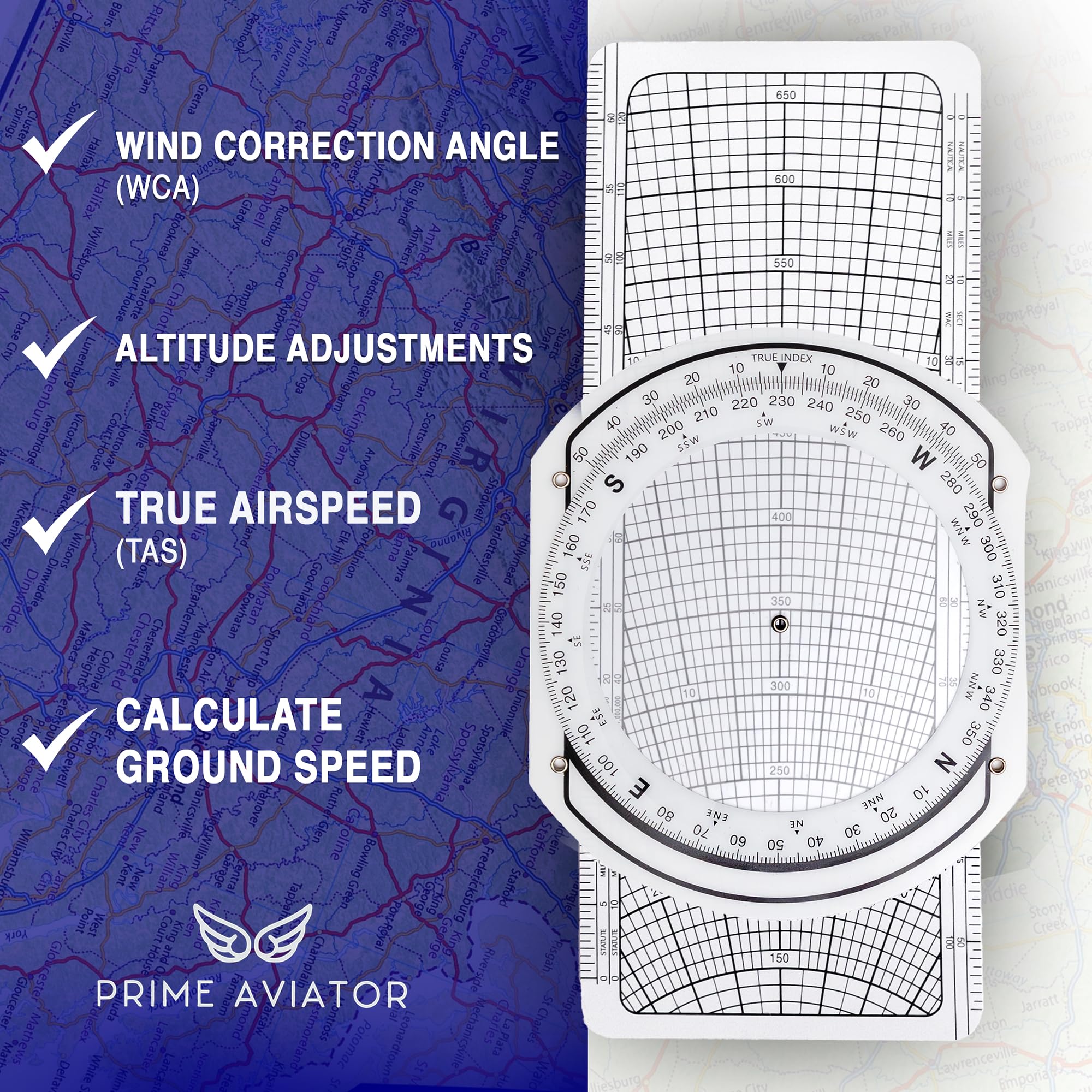 E6B Flight Computer for Pilots – Includes Aviation Plotter, Guidebook & Case – Compatible with IFR/VFR Charts – Flight Training Tool