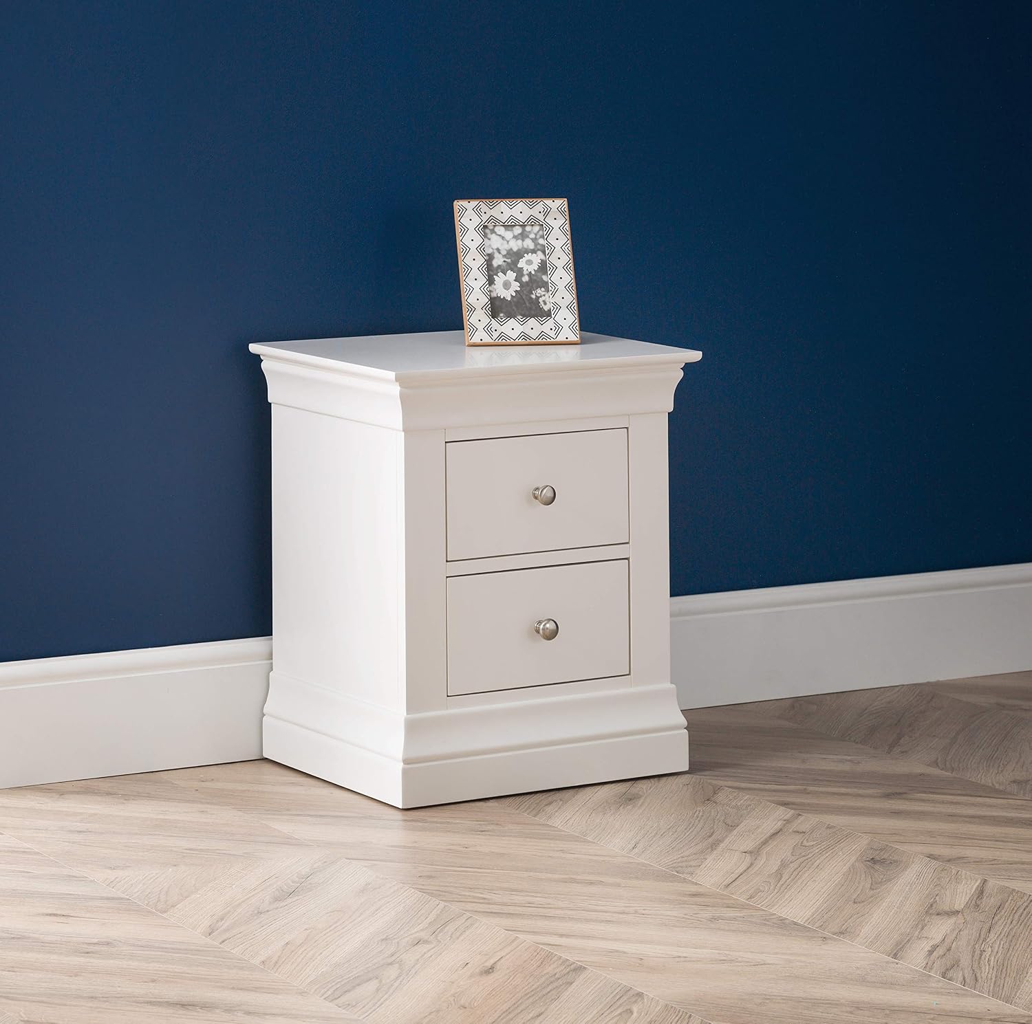 Julian Bowen Clermont 2 Drawer Bedside, White, Height: 59, Width: 50, Depth: 40cm - Image 3