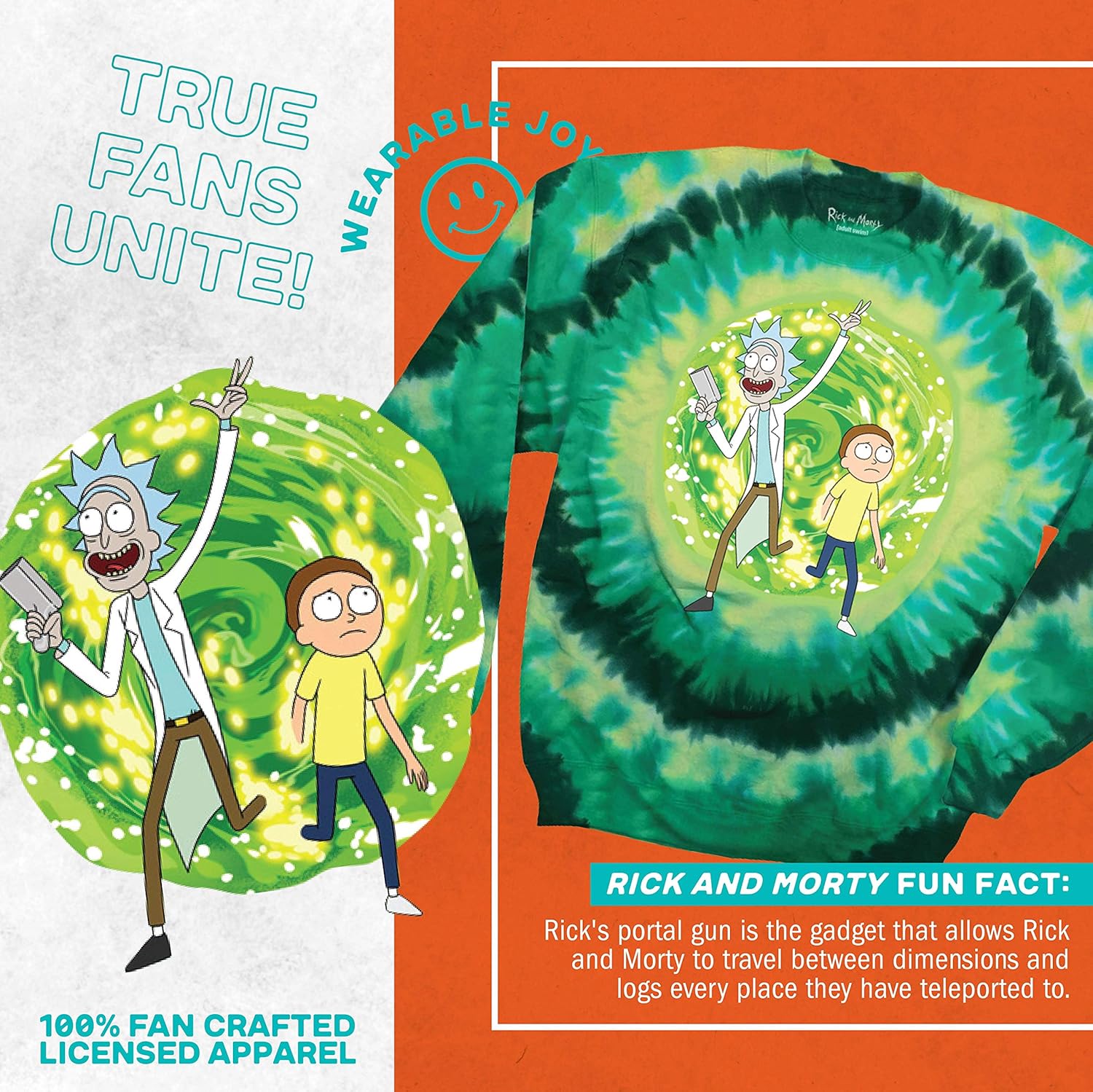 Ripple Junction Adventures of Rick and Morty Portal Adult Unisex Sweatshirt: Clothing
